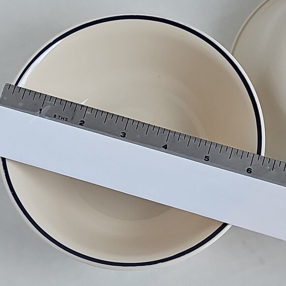 Corelle Soup Cereal Bowls navy blue stripe beige bowl  6.25” set of 2 Corning - Picture 10 of 11